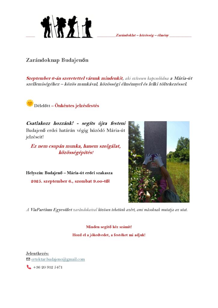 A zarándoknap plakátja, információk, idézetek találhatóak rajta