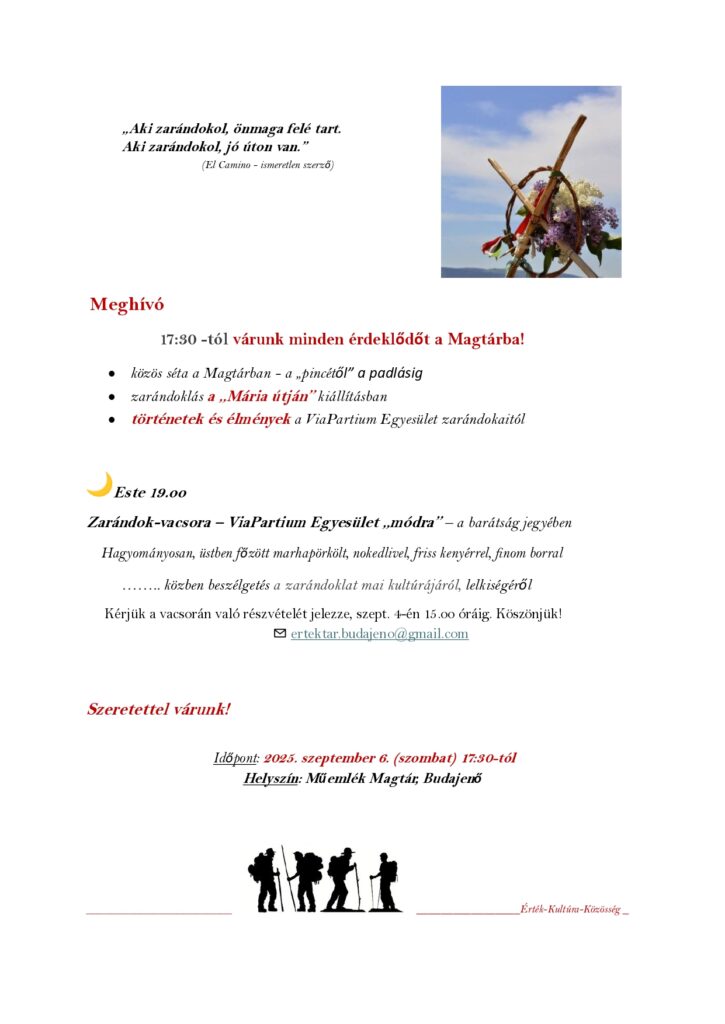 A zarándoknap plakátja, információk, idézetek találhatóak rajta
